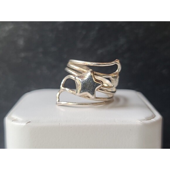 925 Sterling Silver Star Statement Ring, SIZE US 7.25 Vintage - Picture 2 of 10